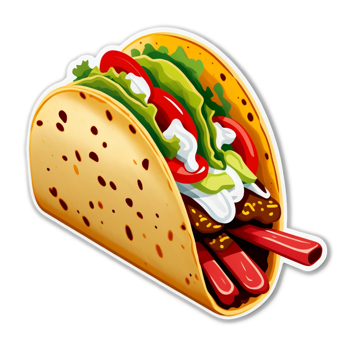 Taco with beef, taco sticker