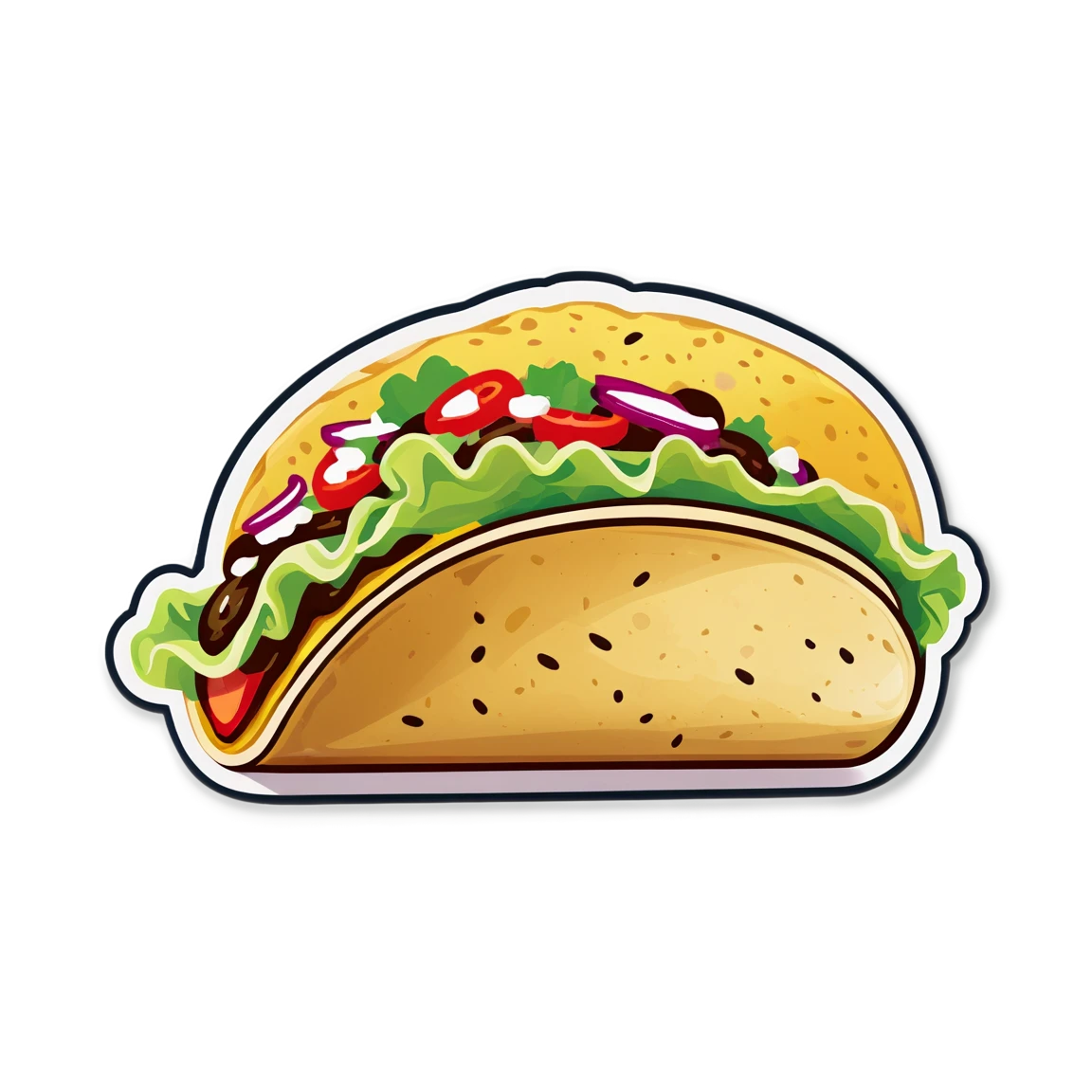 Taco with lettuce, taco sticker