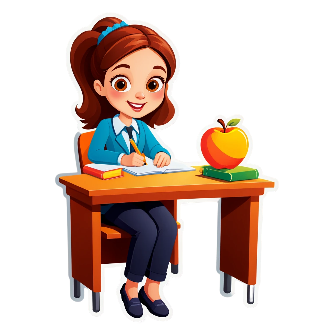 Teacher sticker at a desk