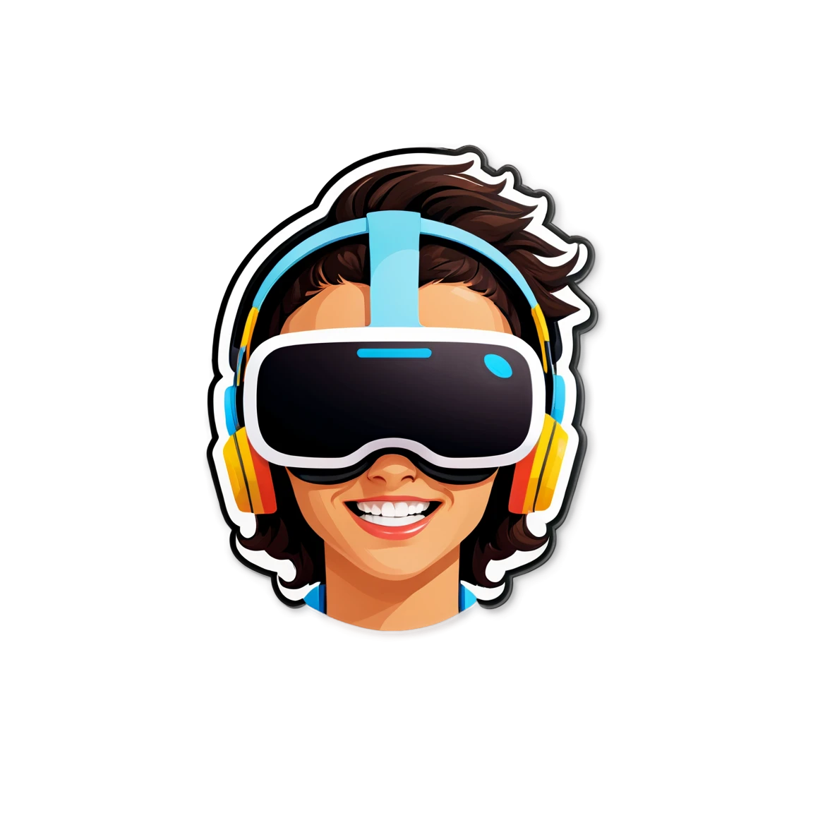 Tech wearing VR headset, tech sticker, tech sticker