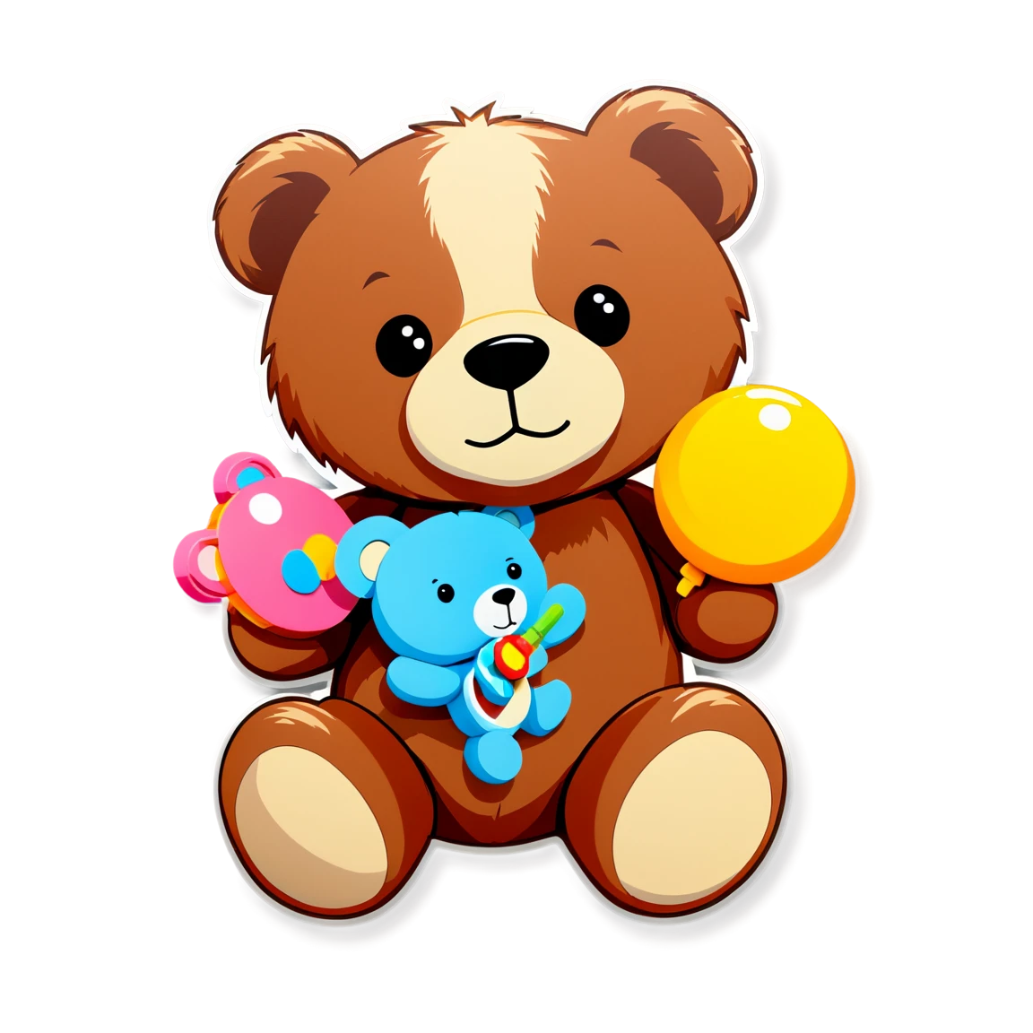 Teddy Bear with a toy, Teddy Bear sticker