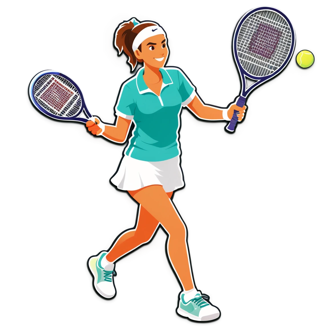 Tennis holding a racket, tennis sticker