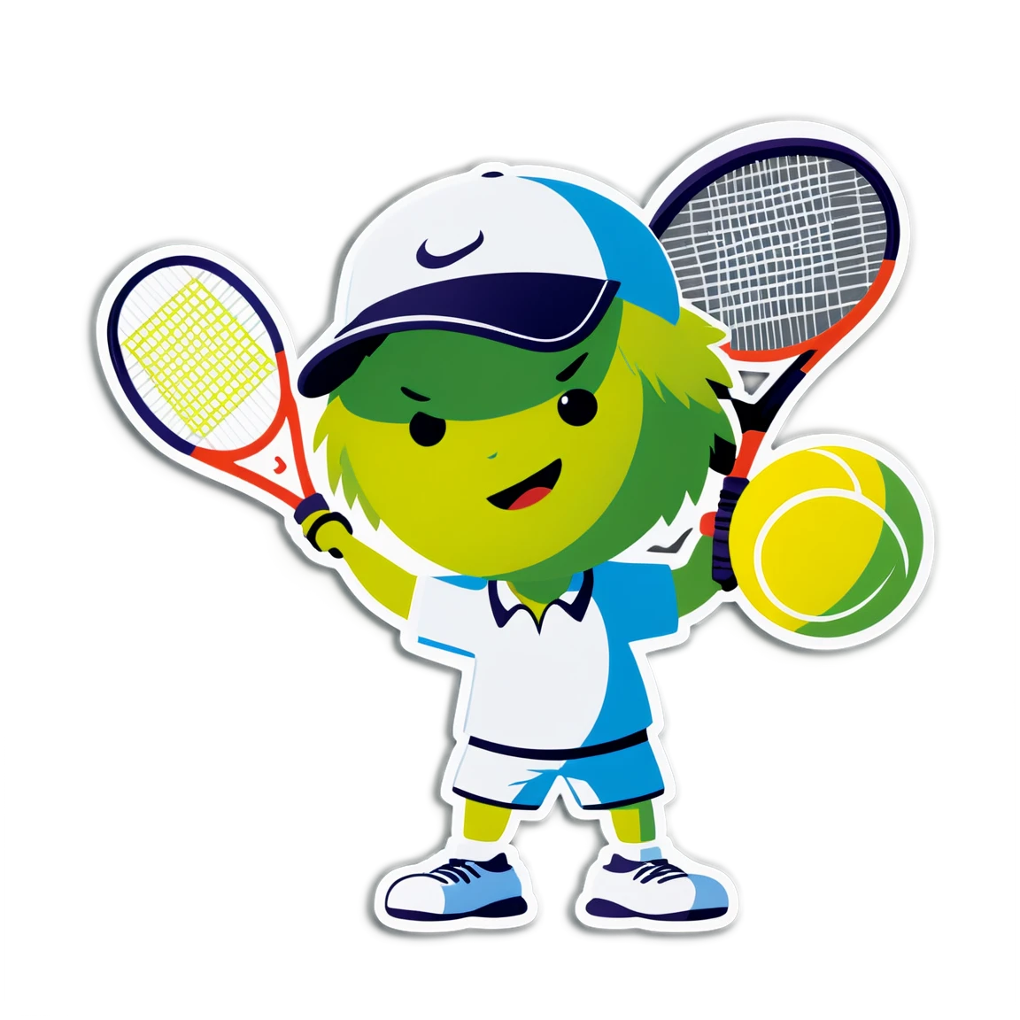 Tennis wearing a visor, tennis sticker