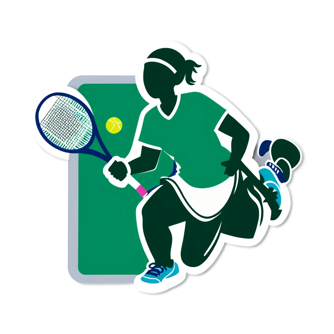 Tennis playing on court, tennis sticker