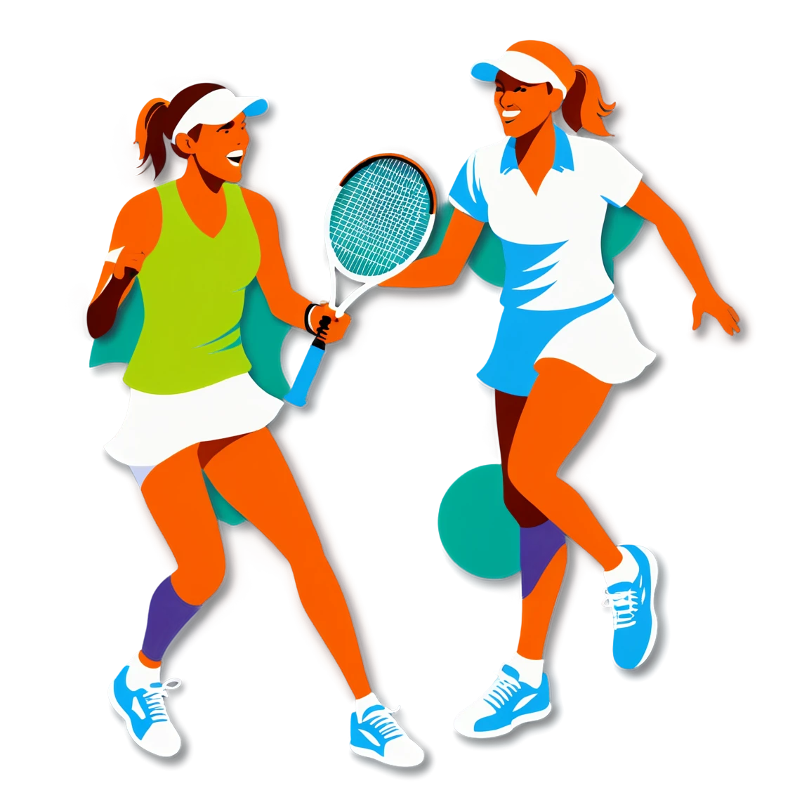 Tennis playing doubles, tennis sticker