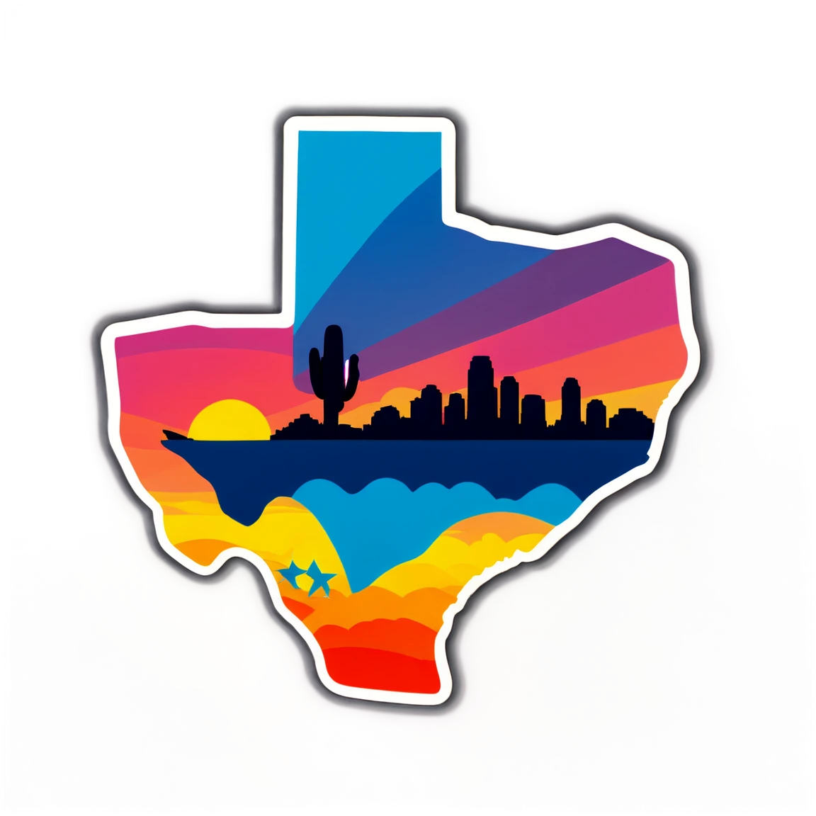 Texas in a sunset, Texas sticker