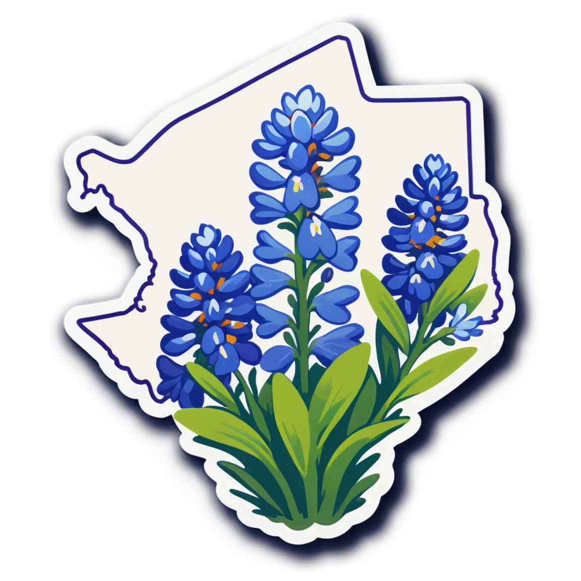 Texas with bluebonnets, Texas sticker