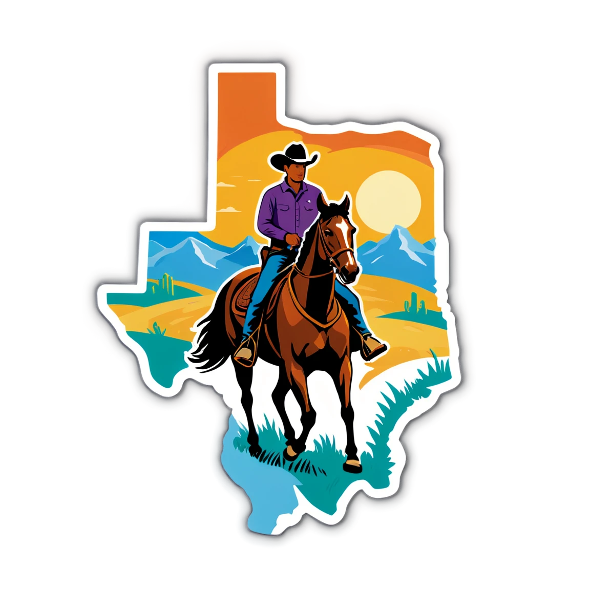 Texas riding a horse, Texas sticker