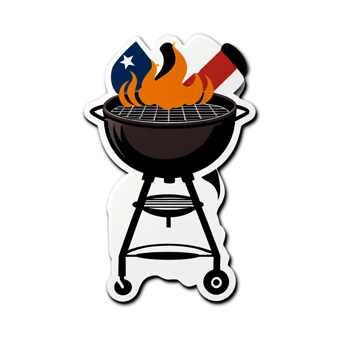 Texas with BBQ grill, Texas sticker