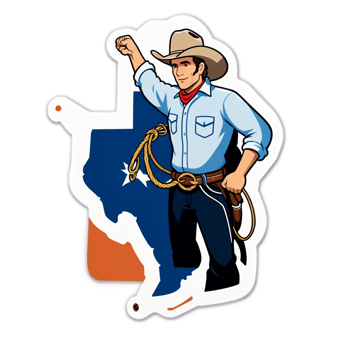 Texas holding a lasso, Texas sticker