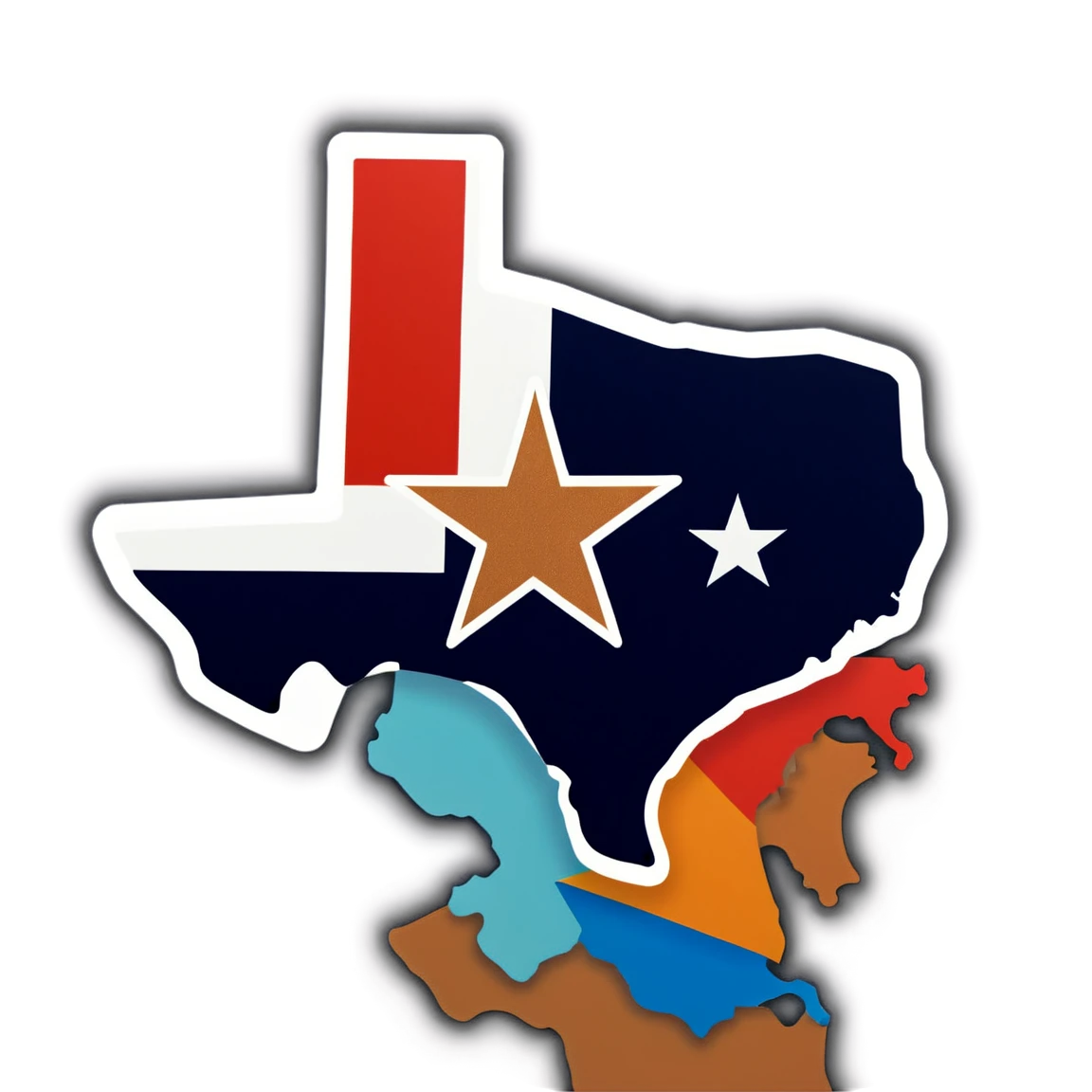 Texas with Texas flag, Texas sticker