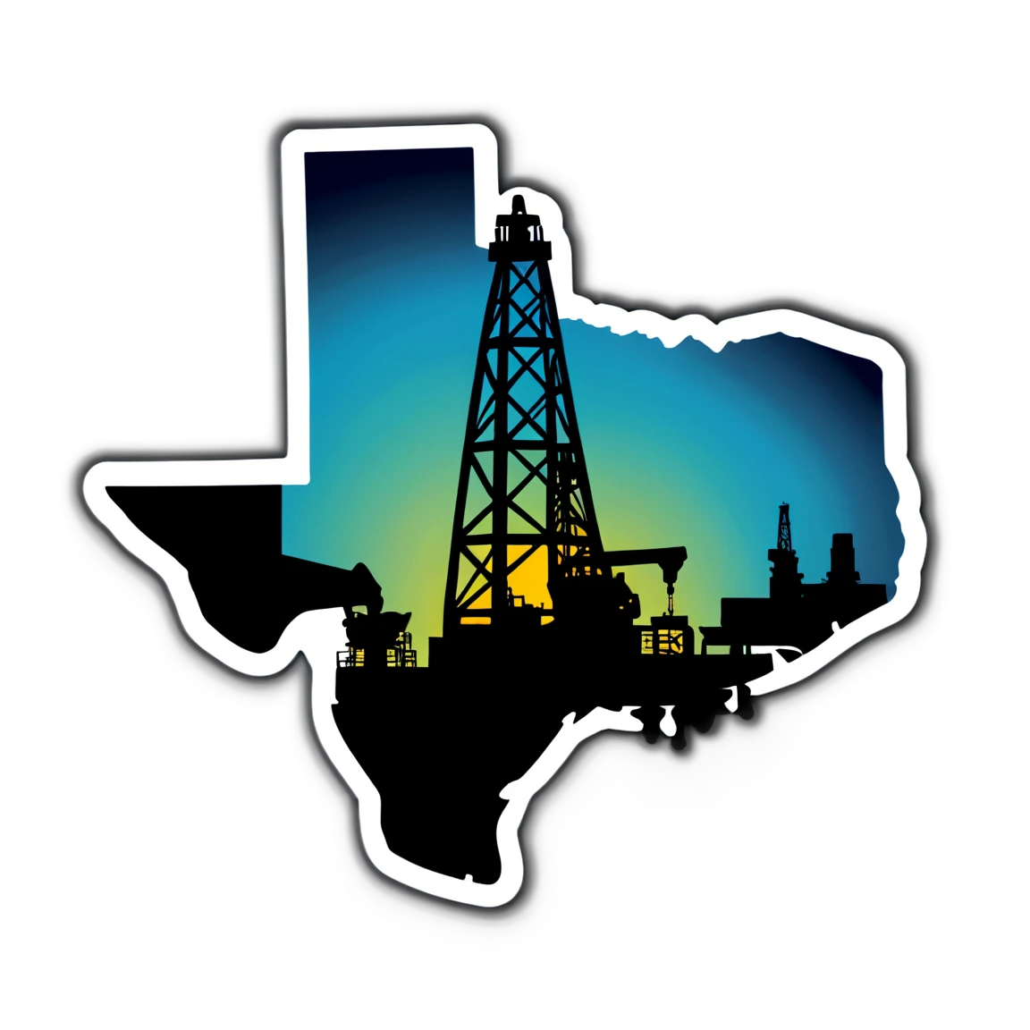 Texas with oil rig, Texas sticker