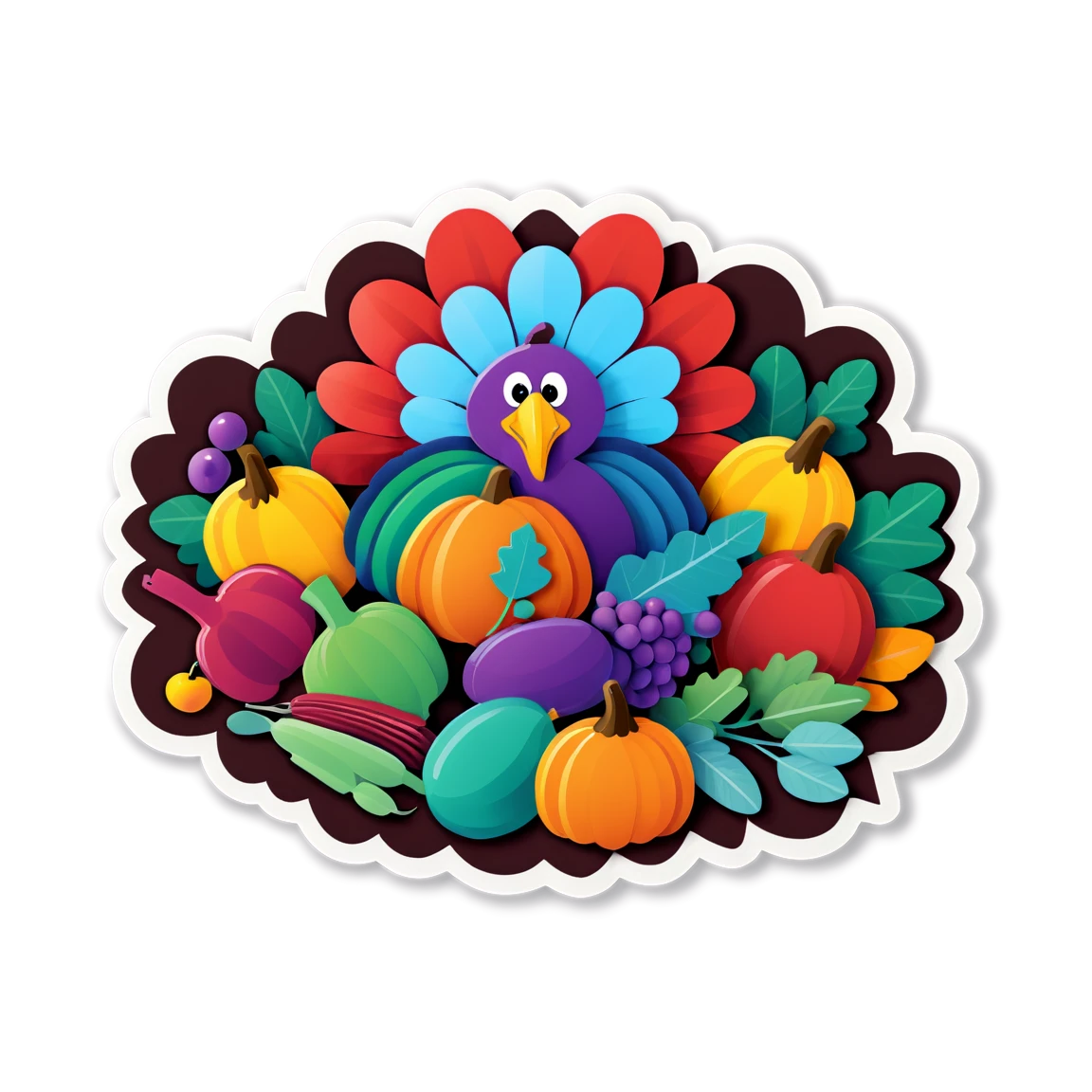 Turkey sticker, thanksgiving dinner sticker, Thanksgiving sticker