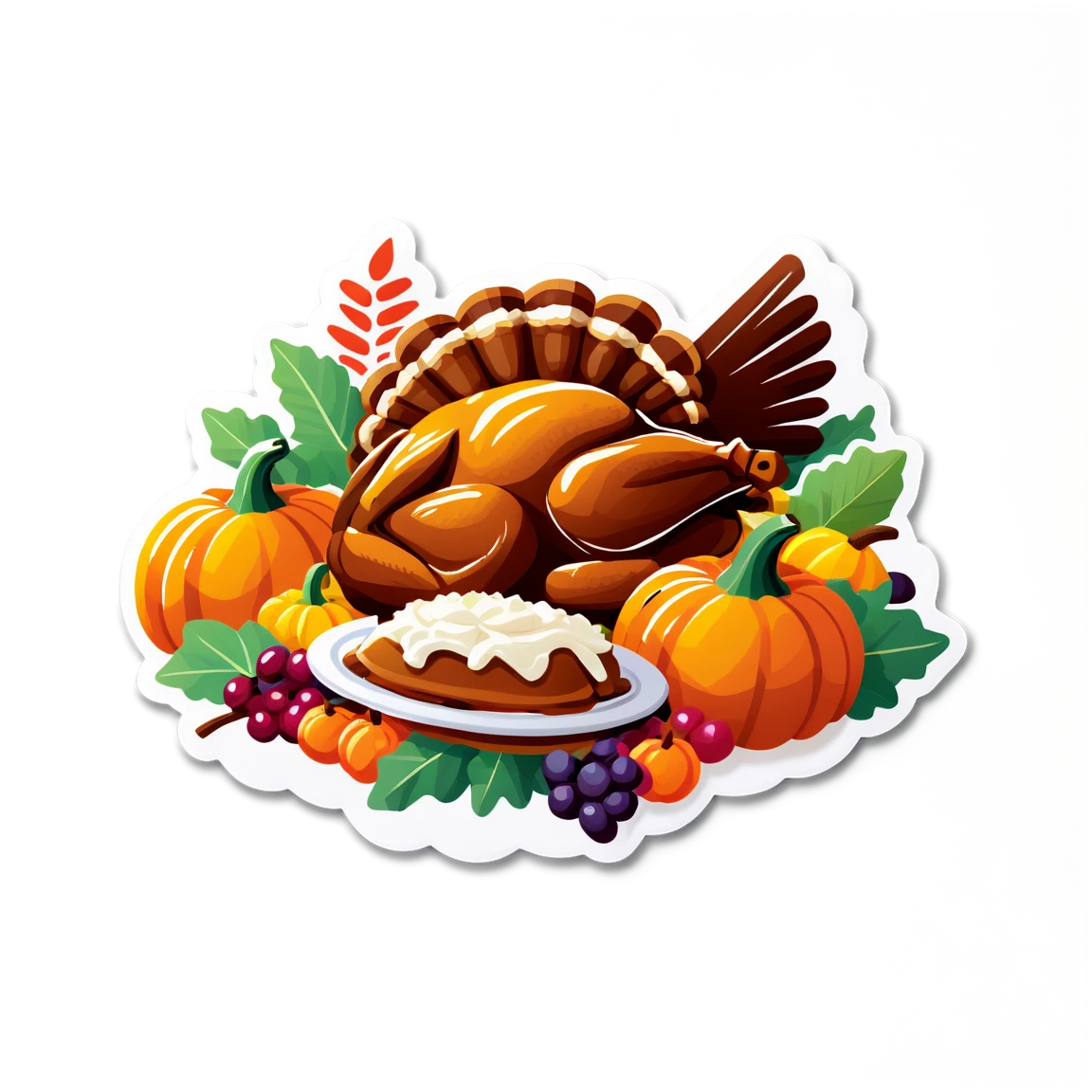 Turkey sticker, thanksgiving dinner sticker, Thanksgiving sticker