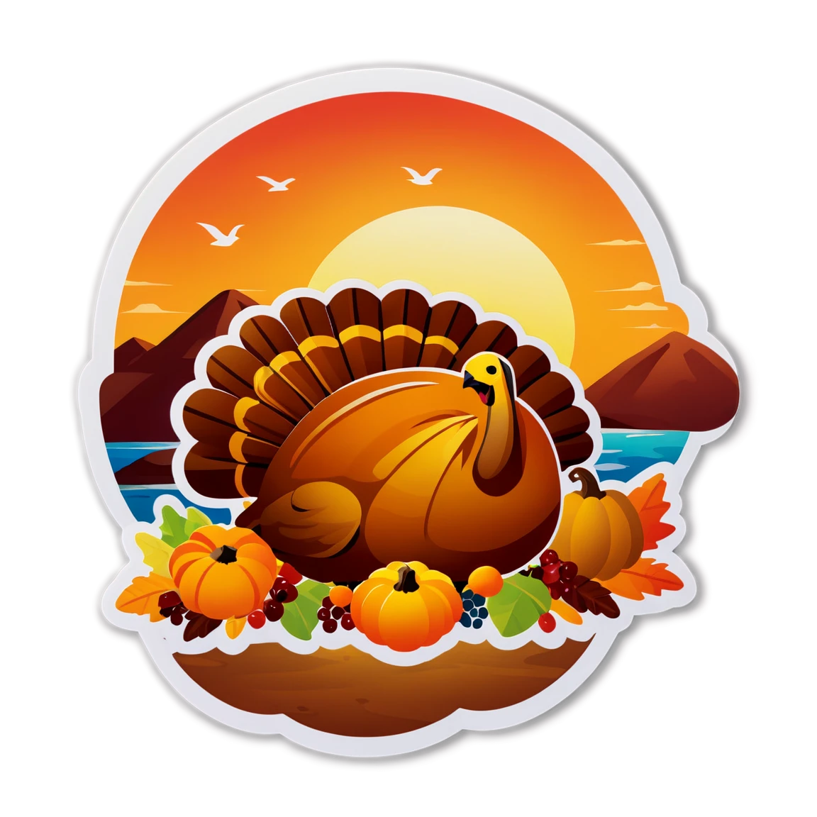 Thanksgiving bird sticker, thanksgiving dinner sticker, Thanksgiving sticker