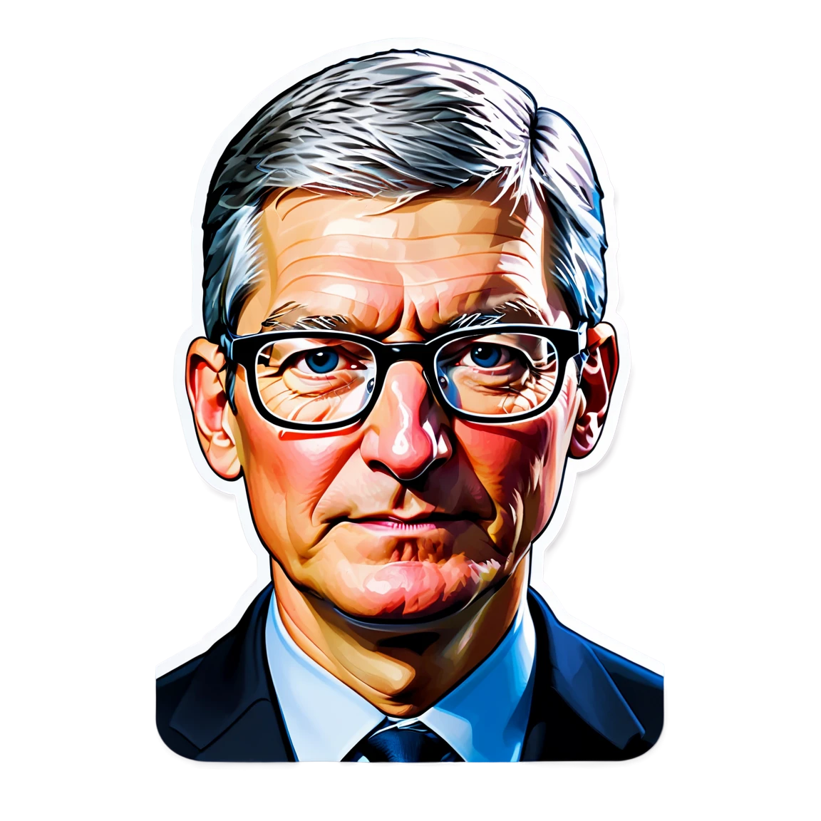 Tim Cook wearing glasses, tech leader sticker, Tim Cook sticker