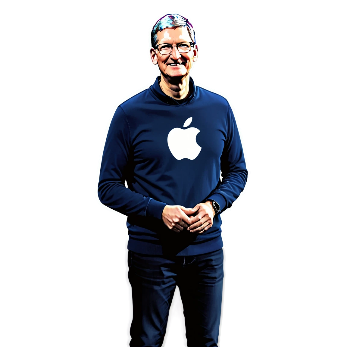 Tim Cook wearing casual clothes, tech leader sticker, Tim Cook sticker