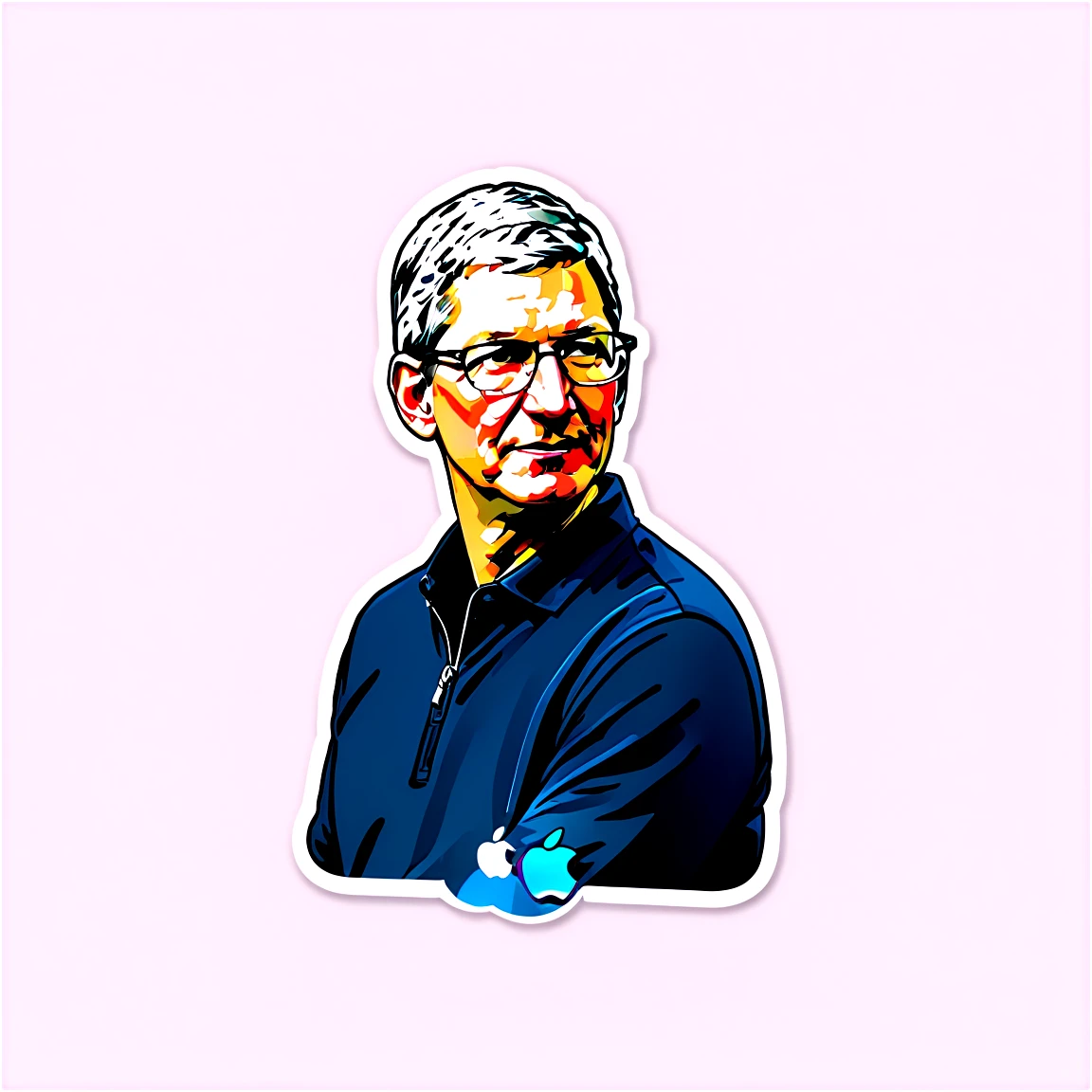 Tim Cook with Apple products, tech leader sticker, Tim Cook sticker