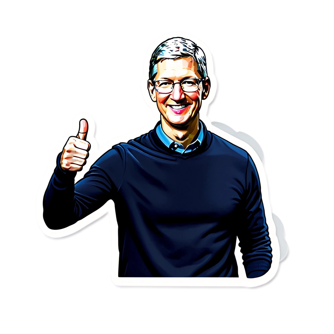 Tim Cook giving a thumbs up, tech leader sticker, Tim Cook sticker