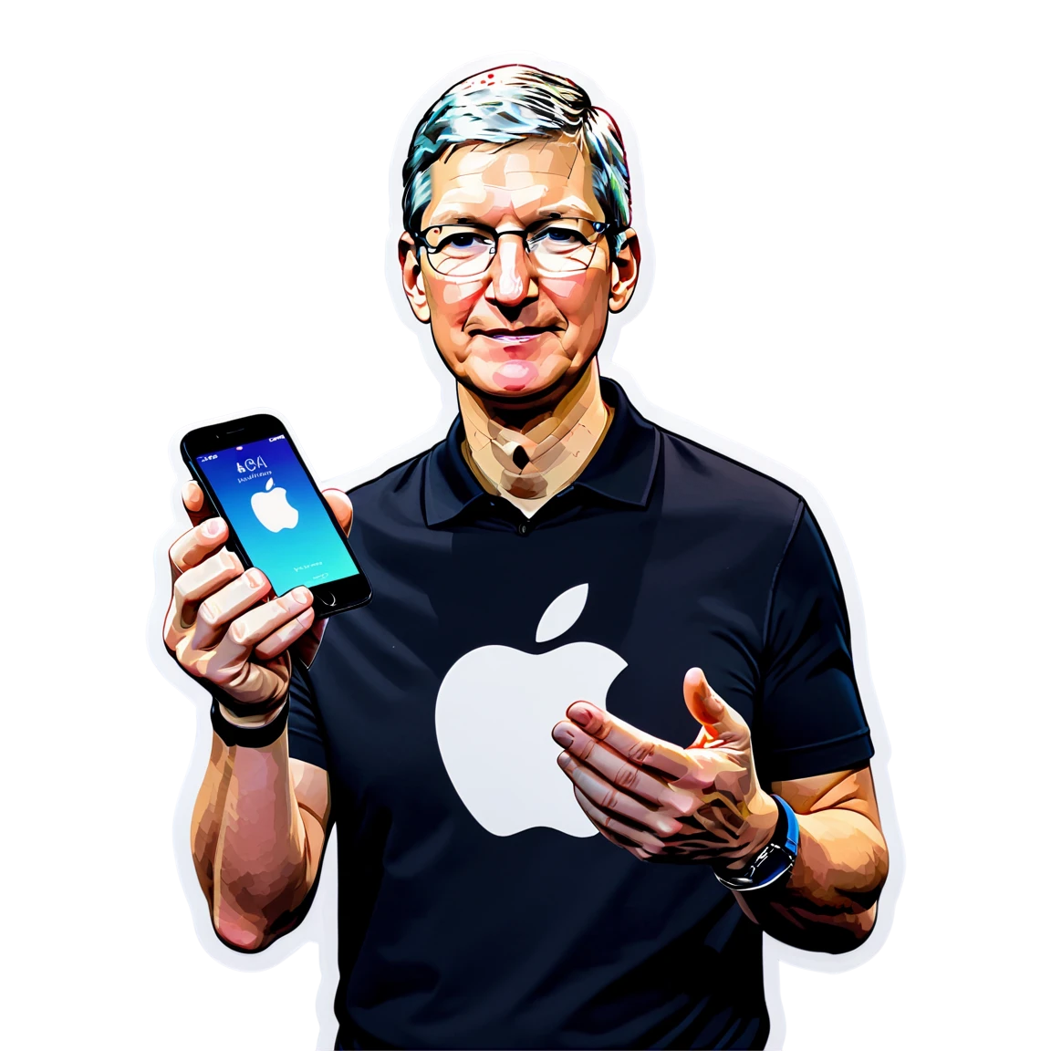 Tim Cook holding an iPhone, tech leader sticker, Tim Cook sticker