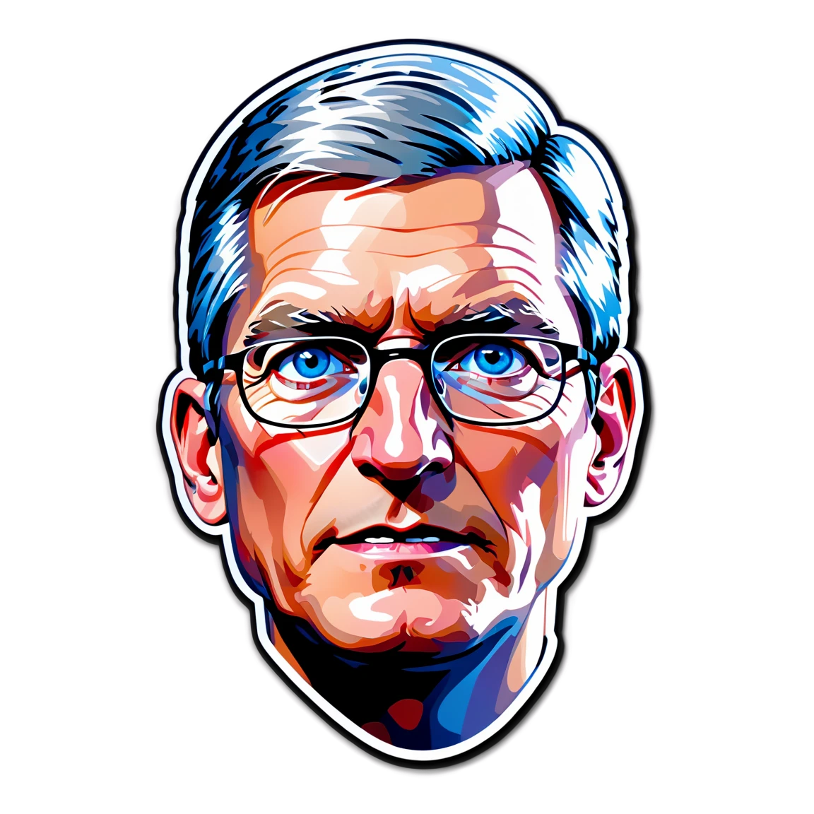 Tim Cook blue eyes, tech leader sticker, Tim Cook sticker