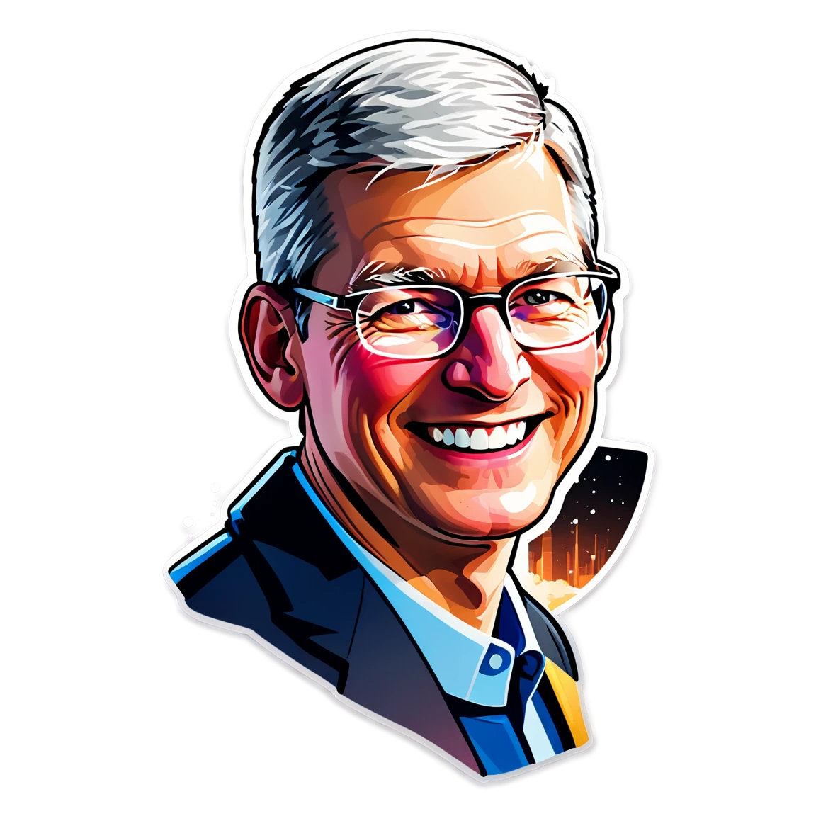 Tim Cook smiling, tech leader sticker, Tim Cook sticker