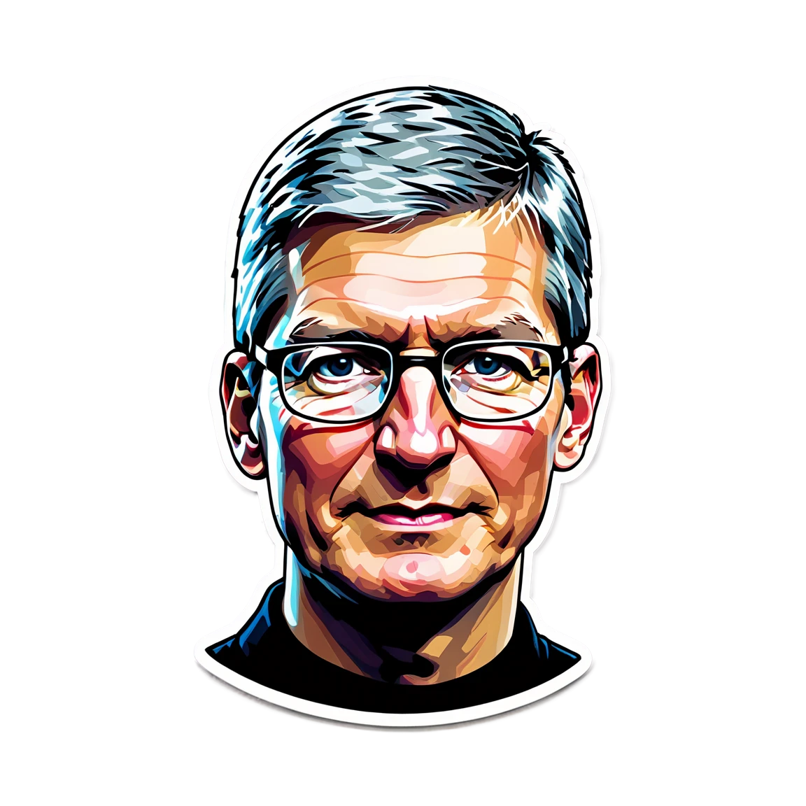 Tim Cook short hair, tech leader sticker, Tim Cook sticker