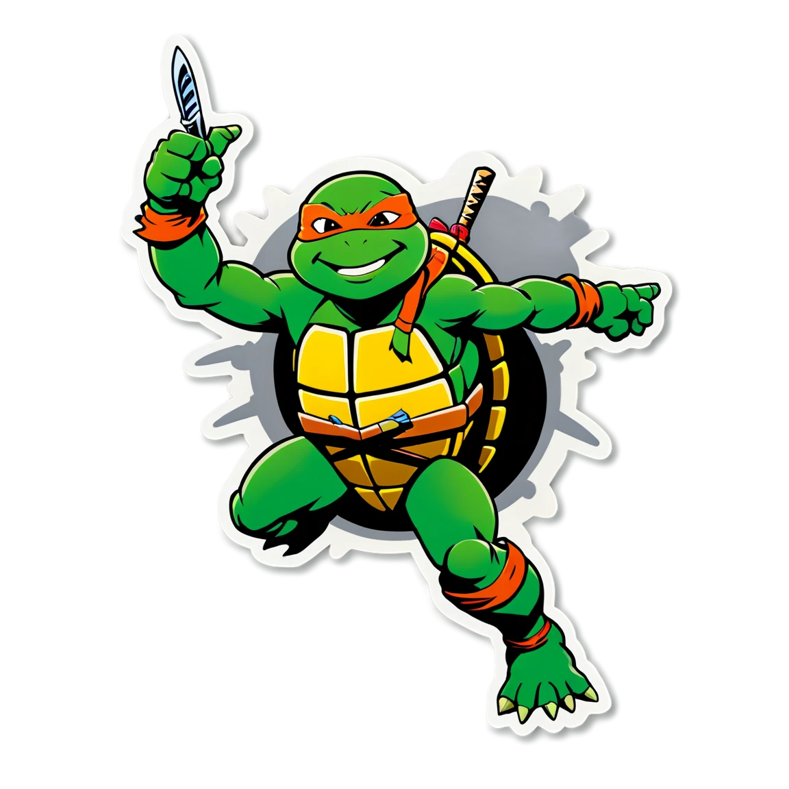 TMNT in action pose, TMNT sticker