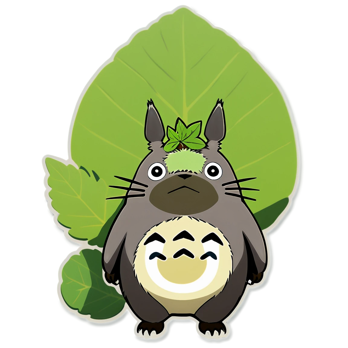 Totoro with a leaf hat, Totoro sticker