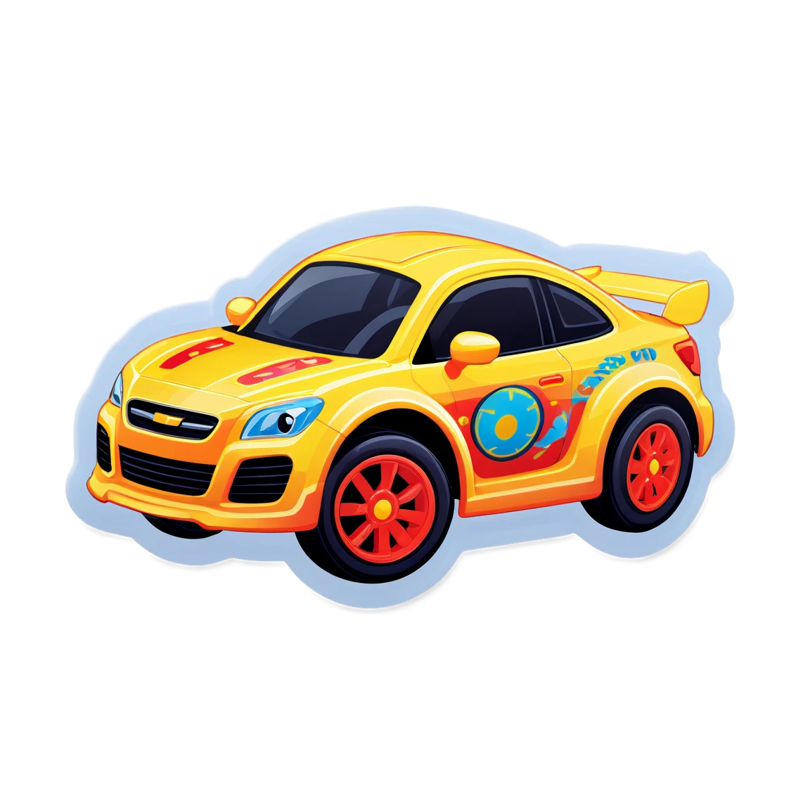 Toy stickers with a toy car, fun sticker, toy sticker