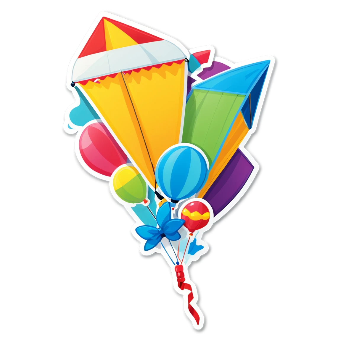 Toy stickers holding a kite, fun sticker, toy sticker