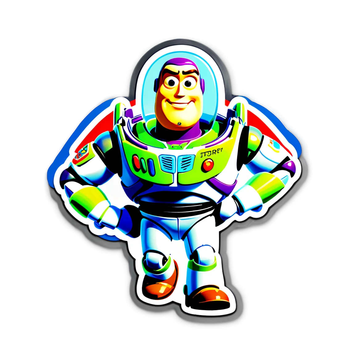 Toy Story sticker with Buzz Lightyear wearing helmet