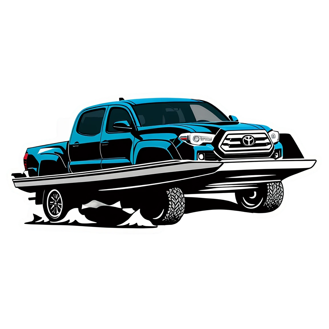 Toyota Tacoma towing a boat, truck sticker, Toyota Tacoma sticker