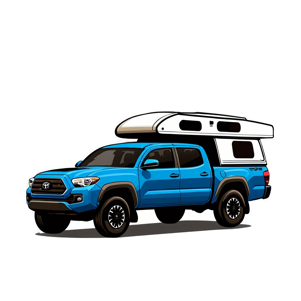 Toyota Tacoma with camper shell, truck sticker, Toyota Tacoma sticker