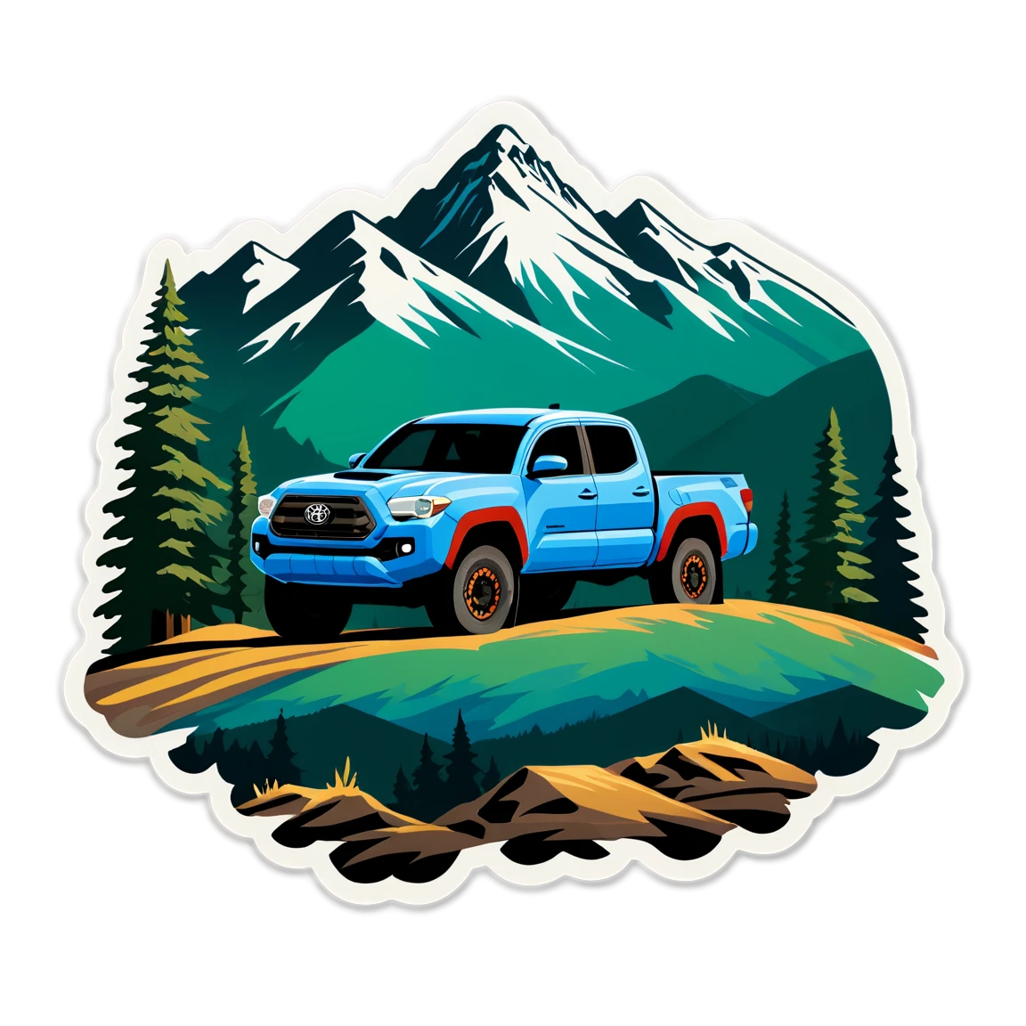 Toyota Tacoma in the mountains, truck sticker, Toyota Tacoma sticker