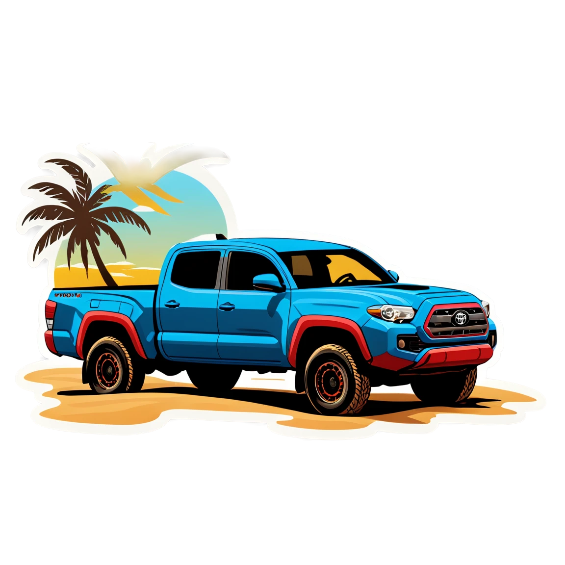 Toyota Tacoma on the beach, truck sticker, Toyota Tacoma sticker