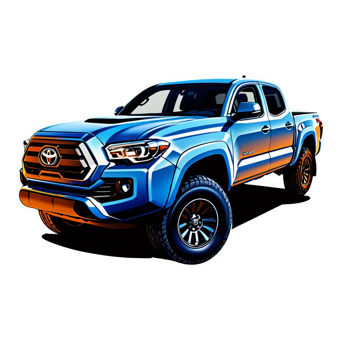 Toyota Tacoma in the city, truck sticker, Toyota Tacoma sticker