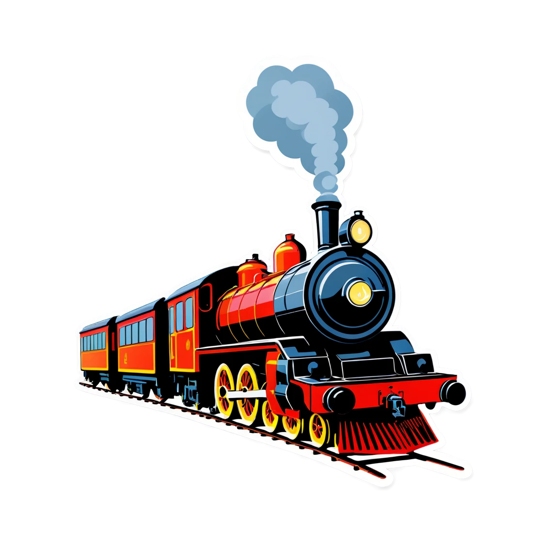 Train with steam engine, train sticker