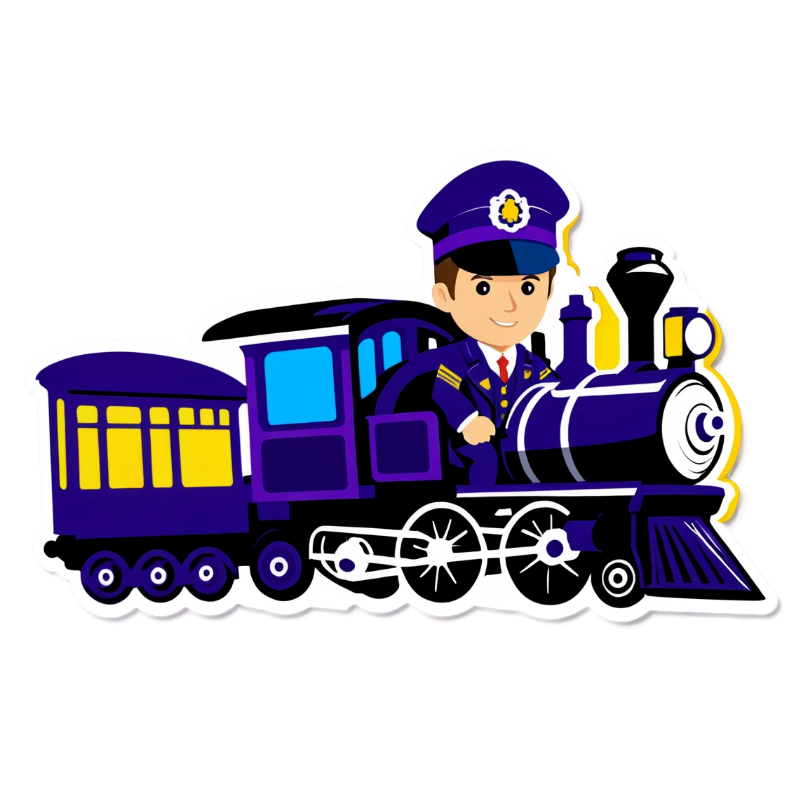 Train with conductor, train sticker