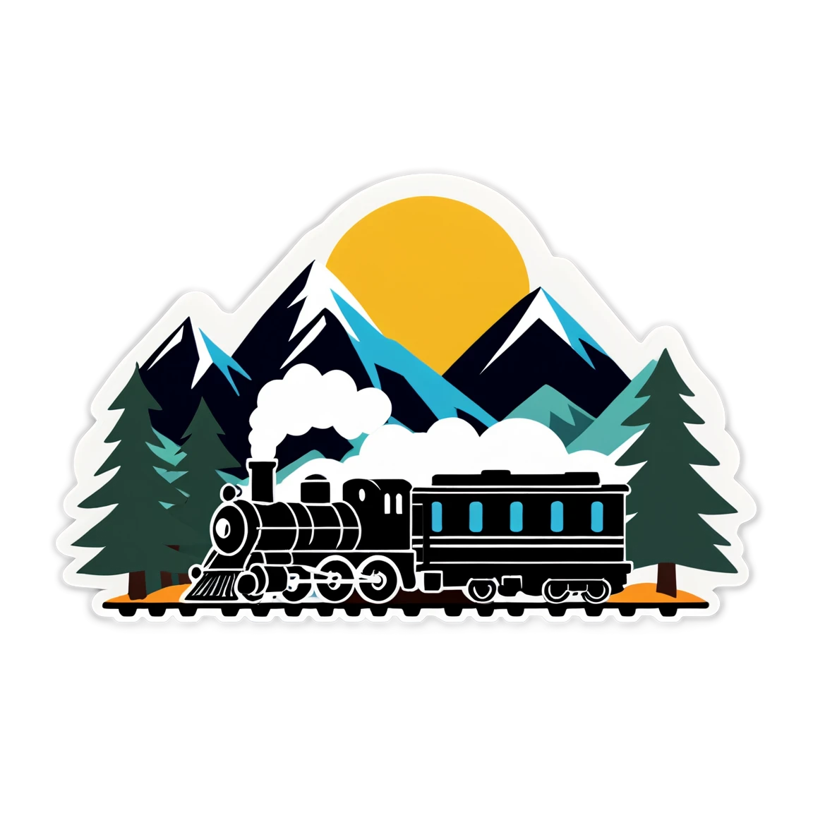 Train in the mountains, train sticker