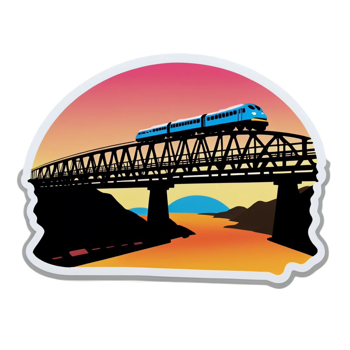 Train passing a bridge, train sticker