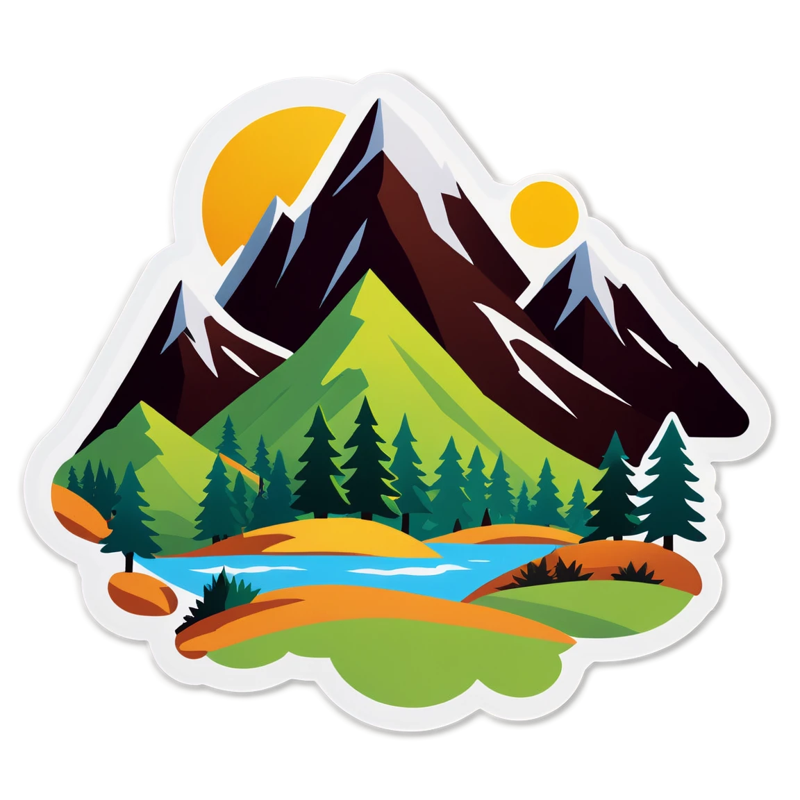 Mountains sticker, nature sticker, travel sticker