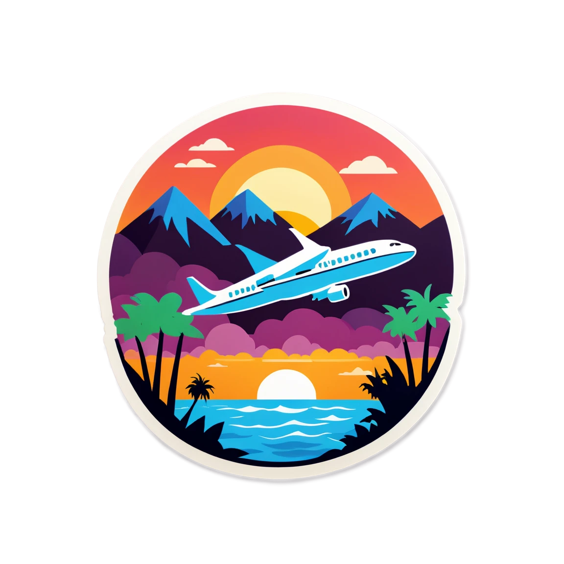 Tropical trip, everglades sticker, travel by plane, travel sticker