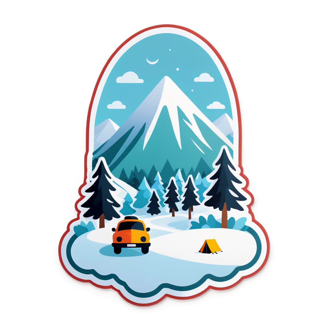 Winter trip, snow season, travel sticker