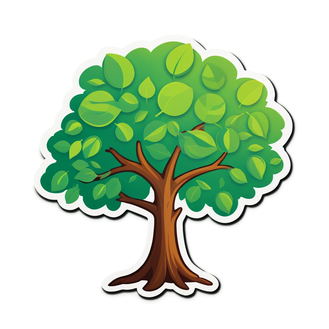 Tree with leaves sticker, tree sticker