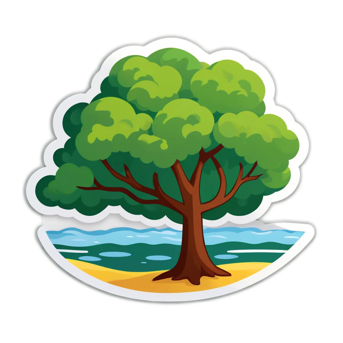 Tree by the river sticker, tree sticker