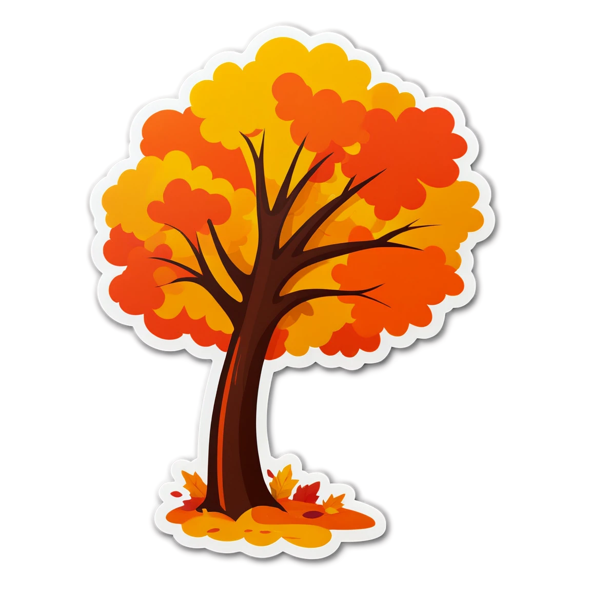 Tree in autumn sticker, tree sticker