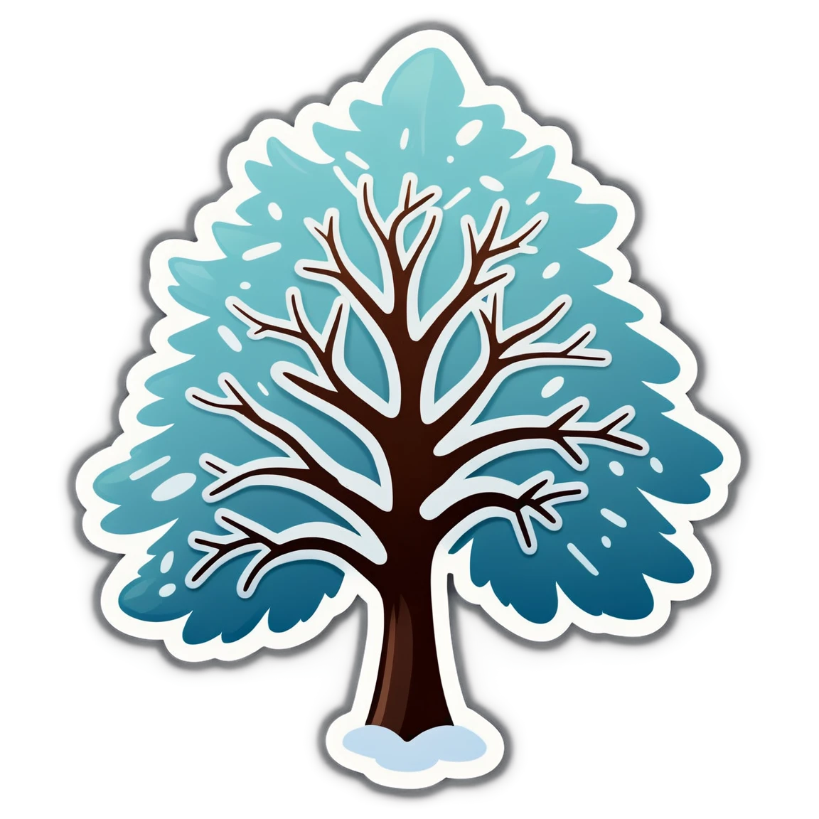 Tree in winter sticker, tree sticker