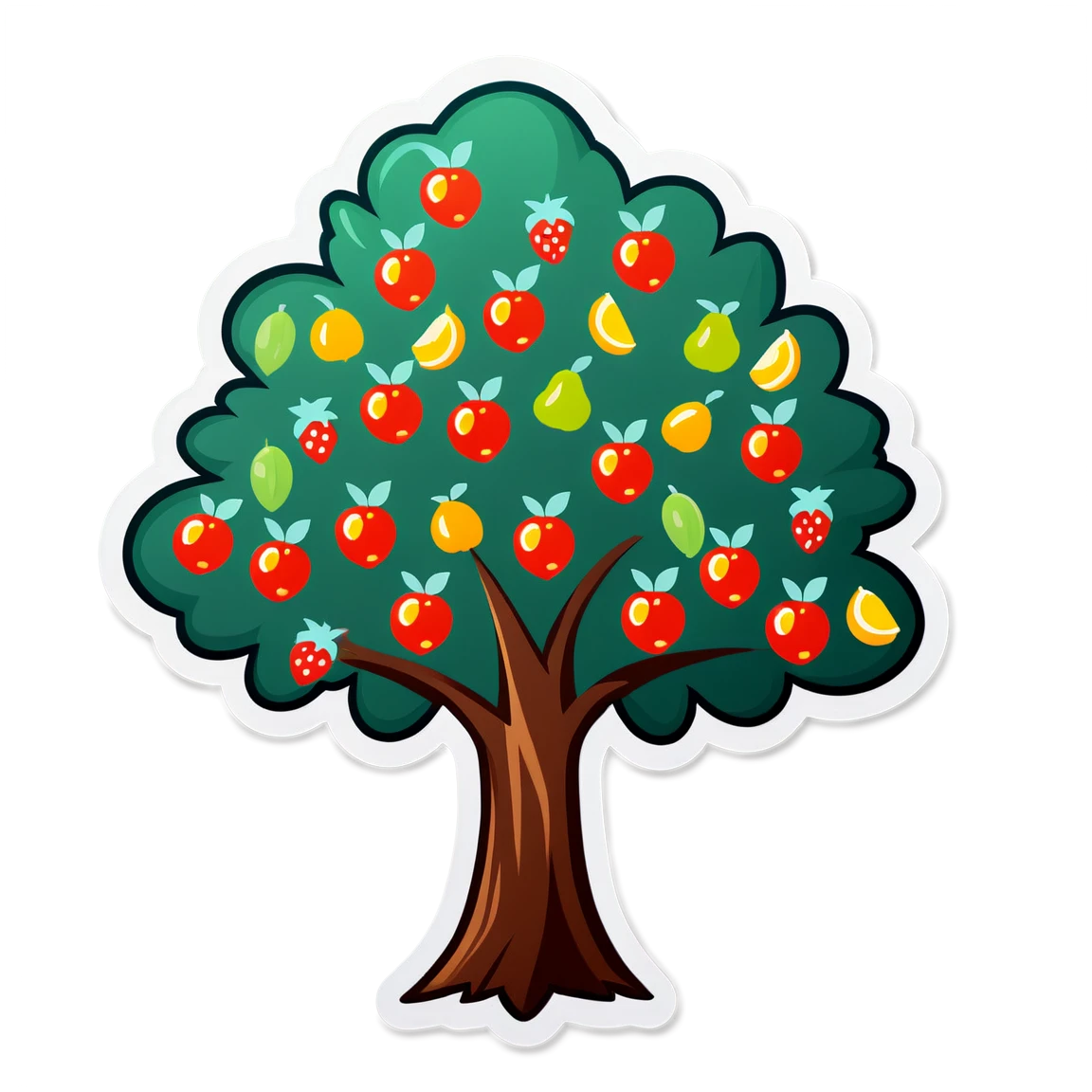 Tree with fruits sticker, tree sticker