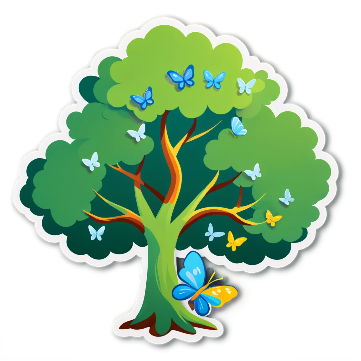 Tree with butterflies sticker, tree sticker